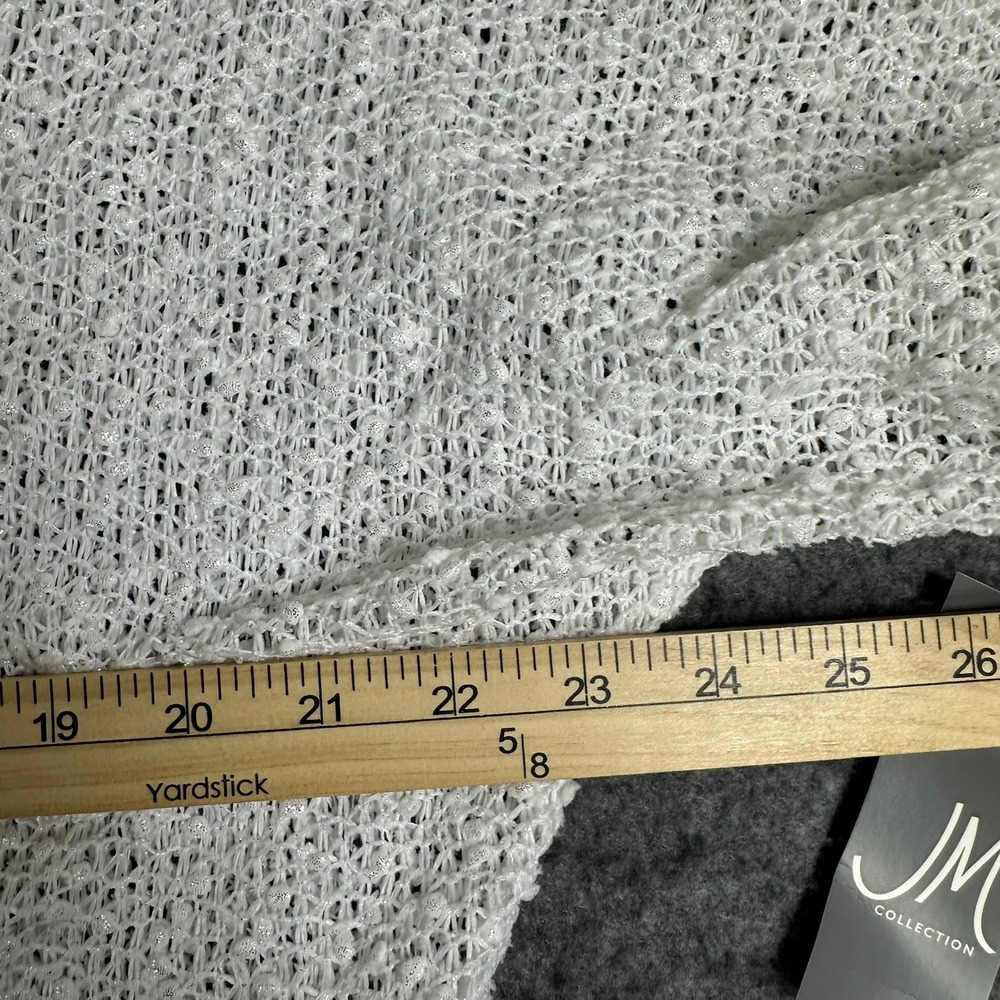 JM Collection Womens XL Bright White Open Knit Short Sleeve Cardigan Sweater New - Picture 4 of 9
